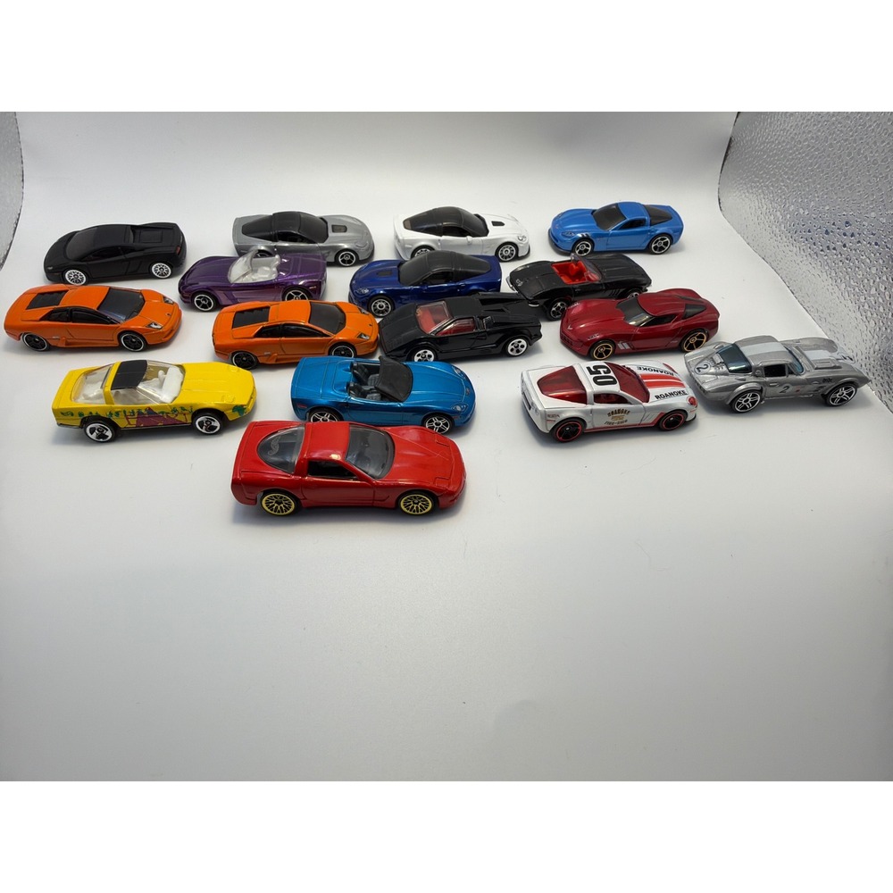Hot Wheels Diecast Car Lot 15pc Corvette Lamborghini Murcielago Countach Mixed